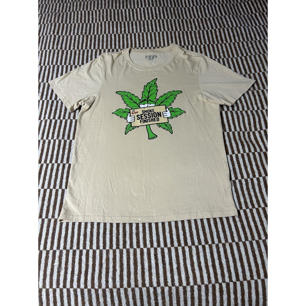 Rolling Papers Raw Smoke Session Finished Kush Cannabis Short Sleeve Shirt Large